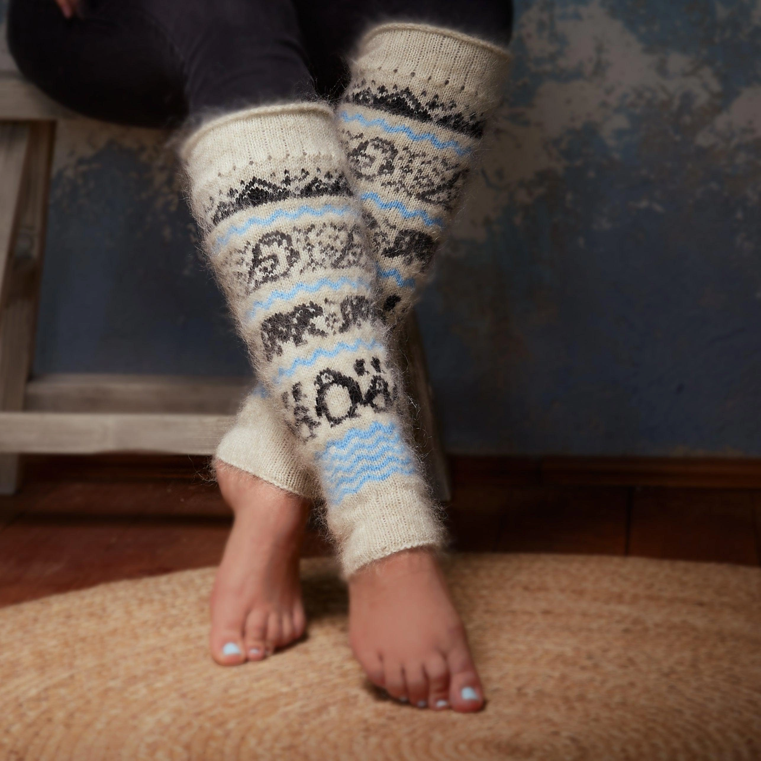 Cozy Arctic Goat Wool Leg Warmers - Keep Your Toes Toasty!